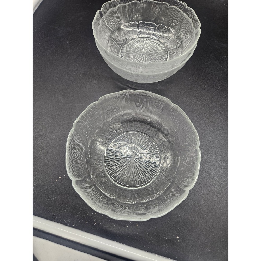 Arcoroc Vintage Fleur Glass Fruit Salad Textured Bowl 1980s 7"x2.5" Set Of 3 - Picture 2 of 5